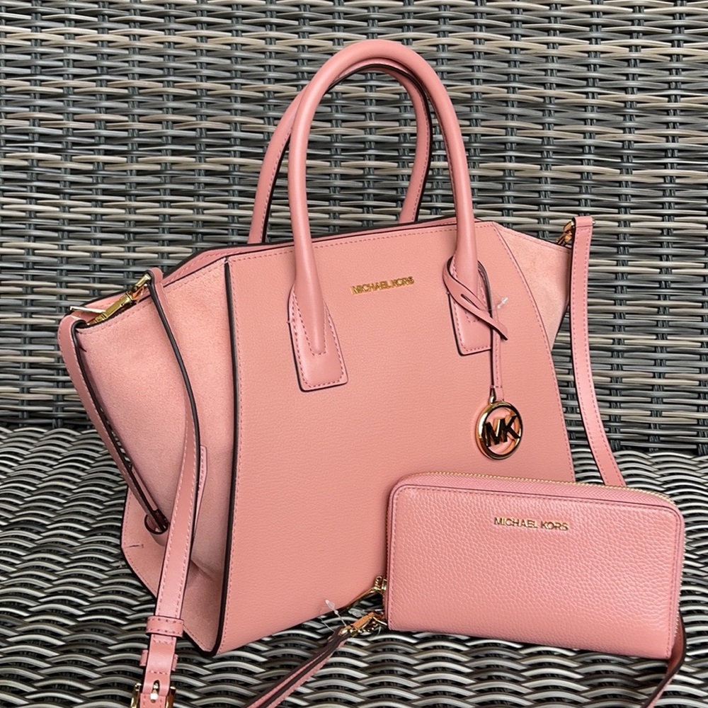 Michael Kors Avril Top Zip Satchel Shoulder Bag & Flat MF Phone Case Wallet - Picture 16 of 16